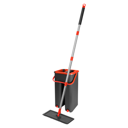 Mop Lava e Seca em Inox com Balde Duplo e Esfregão Cabo 1,25m - 1