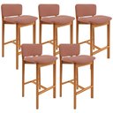 Ver imagem 1 de Kit 05 Banquetas Alta para Cozinha Sala de Jantar Bar Dara L02 Suede Rosê - Lyam Decor