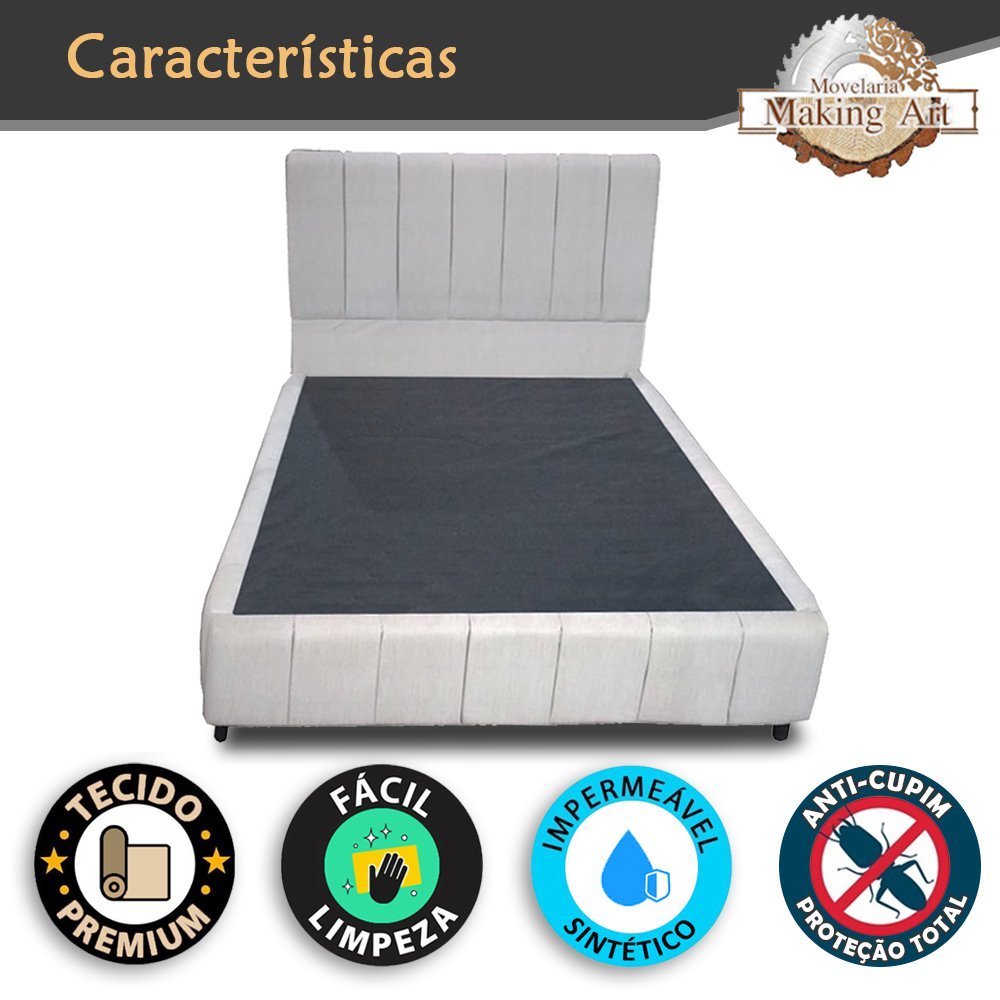 Kit Cabeceira Queen + Cama Box Queen 158cm DRACO Suede Cinza - Making Art: Cinza Suede - 3