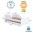 Ver imagem 4 de Cama Infantil com Cama Auxiliar Proteção Lateral MDP Branco Completa Móveis