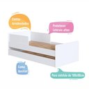 Ver imagem 3 de Cama Infantil com Cama Auxiliar Proteção Lateral MDP Branco Completa Móveis