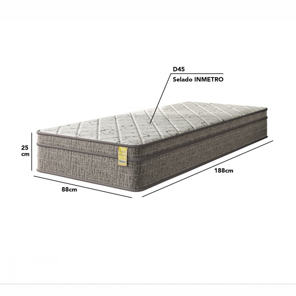 Colchão Solteiro Apolospuma de Dreemy Mega D45 88x188x25 Cinza com Branco  - 3