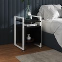 Ver imagem 1 de Mesa de Cabeceira Industrial Marrocos Ferro Branco e Tampo Preto