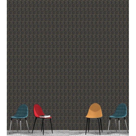 Papel De Parede Para Quarto Sala Com Detalhe Dourado Preto Efeito 3D