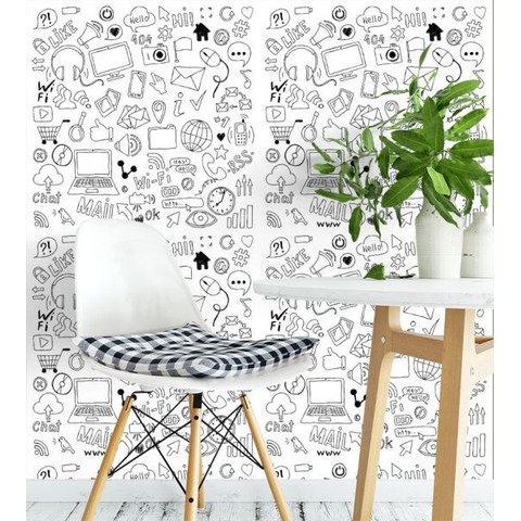 Papel De Parede Para Sala Quarto Rede Social Bracom Preto