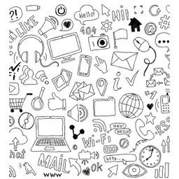 Papel De Parede Rede Social Para Sala Quarto Branco Preto - 1
