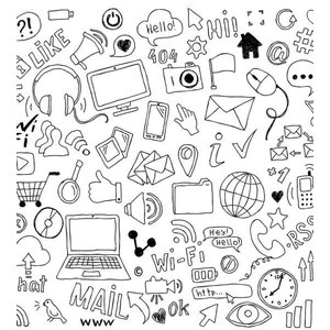 Papel De Parede Rede Social Para Sala Quarto Branco Preto