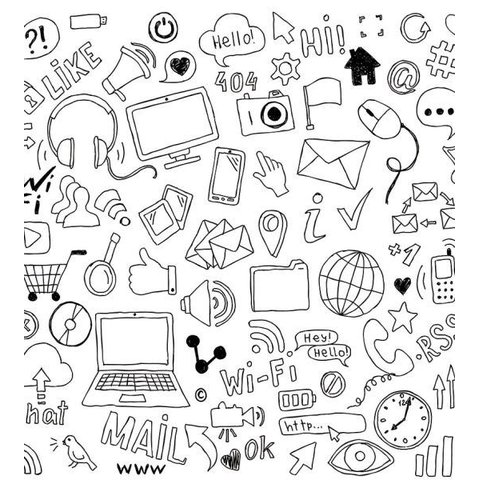 Papel De Parede Rede Social Para Sala Quarto Branco Preto