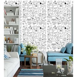 Papel De Parede Rede Social Para Sala Quarto Branco Preto - 4