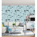 Ver imagem 3 de Papel De Parede Media Social Para Sala Quarto Tons De Azul Preto