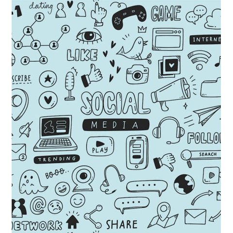 Papel De Parede Media Social Para Sala Quarto Tons De Azul Preto