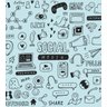 Papel De Parede Media Social Para Sala Quarto Tons De Azul Preto - 1