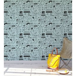Papel De Parede Media Social Para Sala Quarto Tons De Azul Preto - 2
