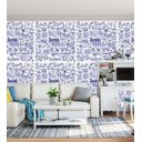 Ver imagem 2 de Papel De Parede Para Sala Quarto Social Media Tons De Azul E Cinza