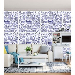 Papel De Parede Para Sala Quarto Social Media Tons De Azul E Cinza - 2