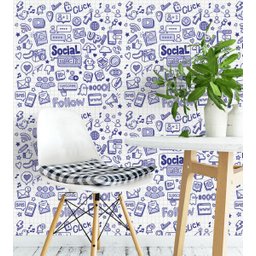 Papel De Parede Para Sala Quarto Social Media Tons De Azul E Cinza - 4