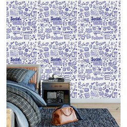 Papel De Parede Para Sala Quarto Social Media Tons De Azul E Cinza - 3