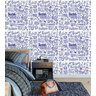 Papel De Parede Social Media Tons De Azul E Cinza Para Sala Quarto - 3