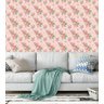 Papel De Parede Para Sala Quarto Com Flores Rosa Detalhes Verdes - 2