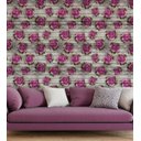 Ver imagem 3 de Papel De Parede Efeito Madeira Com Flores Cinza E Tons De Rosa Para Quarto Sala