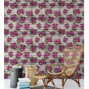 Ver imagem 1 de Papel De Parede Efeito Madeira Com Flores Cinza E Tons De Rosa Para Quarto Sala