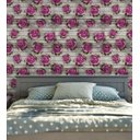 Ver imagem 2 de Papel De Parede Efeito Madeira Com Flores Cinza E Tons De Rosa Para Quarto Sala