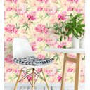 Ver imagem 2 de Papel De Parede Com Flores Rosa Para Sala Quarto Com Fundo Salmão Claro