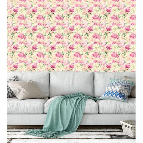 Papel De Parede Para Sala Quarto Flores Rosa Com Fundo Em Tons De Rosa