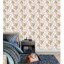 Ver imagem 4 de Papel De Parede Para Sala Quarto Flores Rosa Com Detalhes Verde