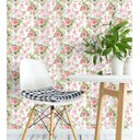 Ver imagem 3 de Papel De Parede Para Sala Quarto Flores Rosa Com Detalhes Verde