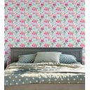 Ver imagem 3 de Papel De Parede Flores Rosa Com Fundo Azul Para Sala Quarto