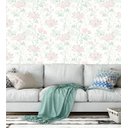 Ver imagem 4 de Papel De Parede Para Decoração Em Tons De Cinza Rosa E Verde Para Quarto Sala