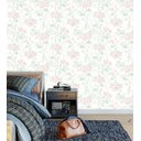 Ver imagem 3 de Papel De Parede Para Decoração Em Tons De Cinza Rosa E Verde Para Quarto Sala