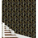 Ver imagem 1 de Papel De Parede Para Quarto Sala Preto Com Detalhes Bege Simulando Dourado