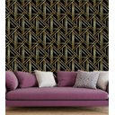 Ver imagem 3 de Papel De Parede Para Quarto Sala Preto Com Detalhes Bege Simulando Dourado