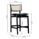 Ver mais imagens de Banqueta Alta Bistrô Apollo Encosto Telinha Natural e Assento Anatômico - Preto Estofado Corano