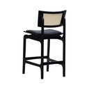 Ver imagem 2 de Banqueta Alta Bistrô Apollo Encosto Telinha Natural e Assento Anatômico - Preto Estofado Corano