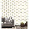 Papel De Parede Modelo Imperial Para Sala Quarto Fundo Branco Com Flor Bege - 3