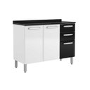Ver imagem 1 de Gabinete de Cozinha Modulado Balcão Evidence 7124 3 Portas e 2 Gavetas c/ Tampo Branco/Preto - Berto