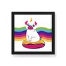 Quadro Decorativo Pugcórnio Arcoíris - 30x30cm (Moldura caixa em laca preta) - Arte Maníacos - 1