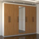 Ver imagem 6 de Guarda-roupa Casal Nirvana Plus 8 Portas 4 gavetas com Espelho Branco/cinamomo - Panorama Móveis
