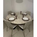 Ver imagem 6 de Kit 6 Cadeiras Gourmet Linho Off White Tubo Champagne Revestimento Premium