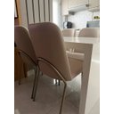 Ver imagem 4 de Kit 6 Cadeiras Gourmet Linho Off White Tubo Champagne Revestimento Premium