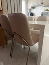 Ver imagem 4 de Kit 6 Cadeiras Gourmet Linho Off White Tubo Champagne Revestimento Premium