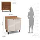 Ver imagem 3 de Balcão para Cozinha 2 Portas 80cm sem Tampo Pérola Off White/Freijó Yescasa