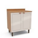 Ver imagem 2 de Balcão para Cozinha 2 Portas 80cm sem Tampo Pérola Off White/Freijó Yescasa