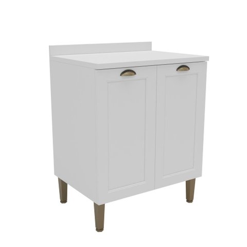 Balcão Cozinha Aurora 70cm Prateleira Divisória com Pés Cor:branco