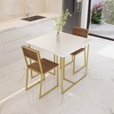 Ver imagem 1 de Conjunto Mesa de Jantar Quadrada Branca 2 Cadeiras Imbuia Riviera Industrial Dourado Don Castro Deco