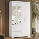 Ver imagem 1 de Guarda Roupa Casal 103cm Espelho Lipion Flex Branco/Titanium/Rosa/Azul a02 - Mpozenato