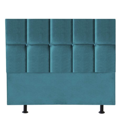 Cabeceira Poliana Cama Box Casal 195 Cm Suede Azul Turquesa